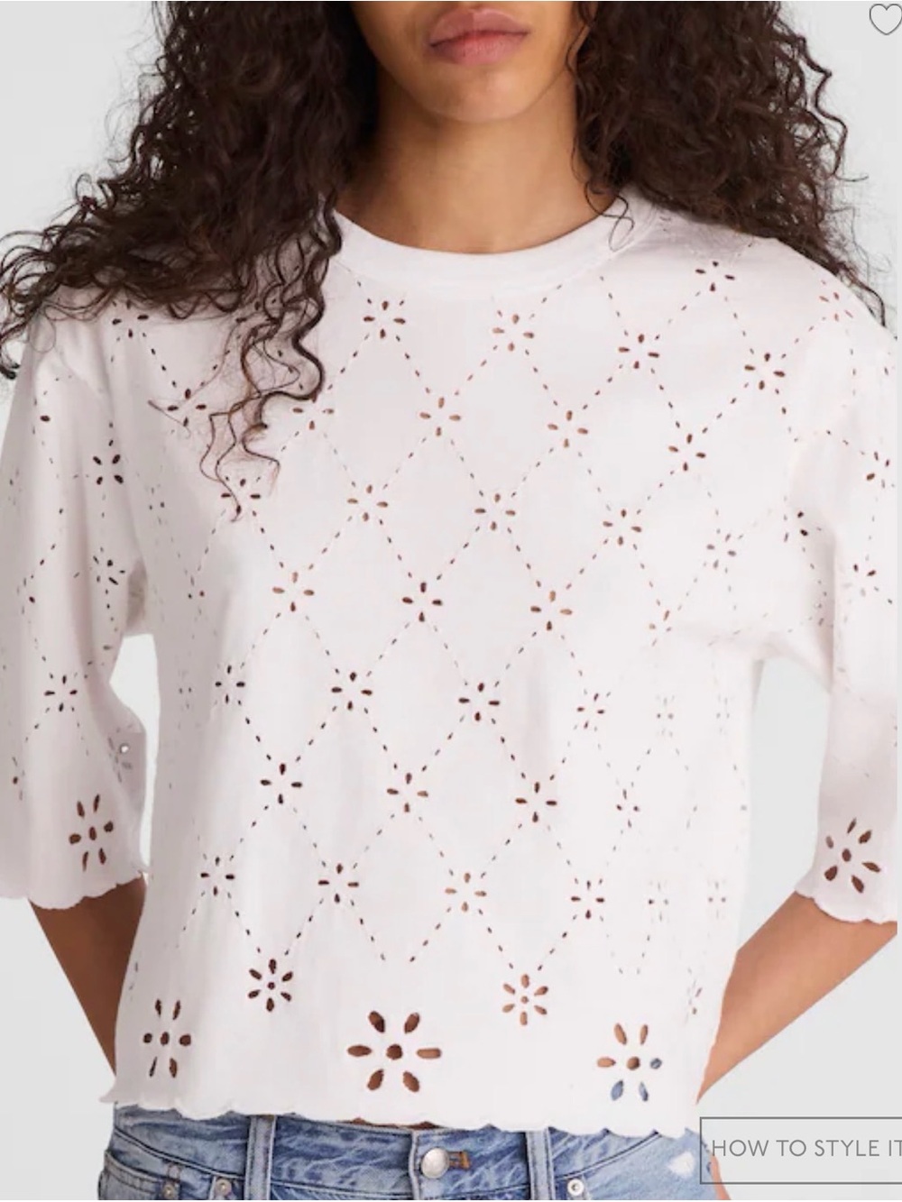 MADEWELL The Embroidered Boxy Crop‎ Tee in Allday Jersey NZ392 $78